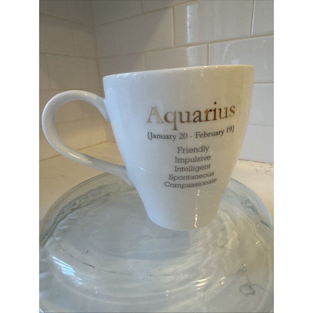 Ceramic World Market Aquarius Zodiac Astrological Star Sign Coffee Mug Tea Cup